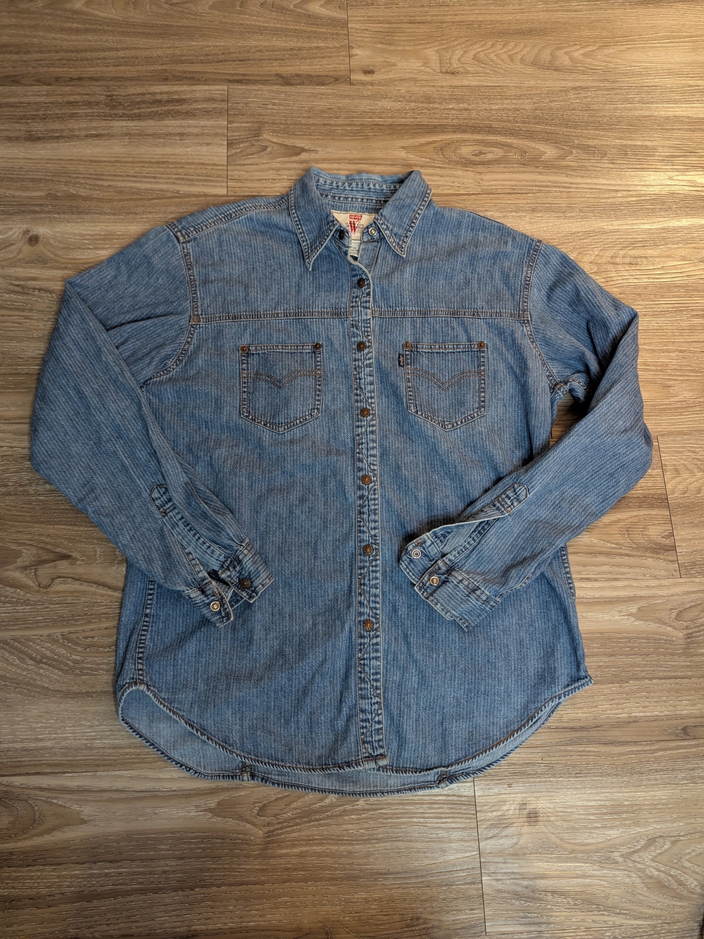 Levi's Vintage Blue Tab Hickory Stripe Denim Button-Down Shirt L
